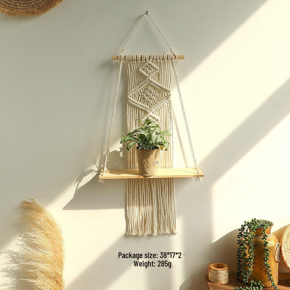 Bohemian Hand-Woven Tapestry Wall Shelf & Flower Pot Rack