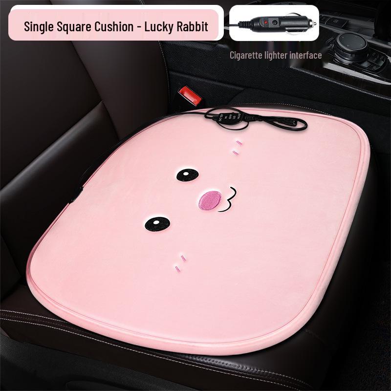 Plaid Heated Car Seat Cushion for All Seasons - Single Seat Interior Accessory.
