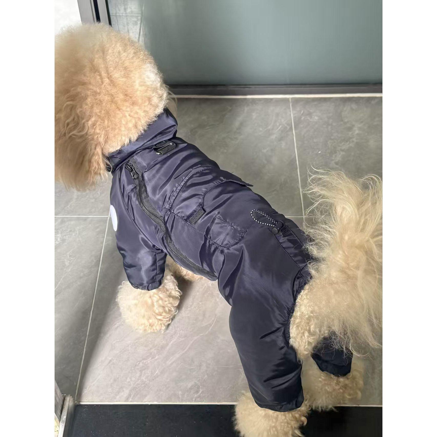 

New Arrivals Winter Dog Jackets,Thicken Pet Dogs Coat Rompers - High Neck & Four Legs Fully Cover,Warm Whippet Greyhound Clothes S темно-синього кольору