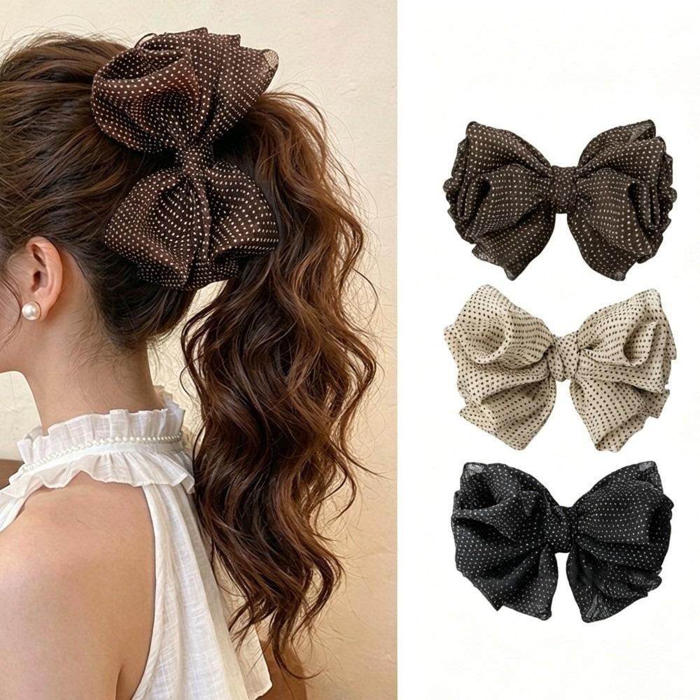 2pcs Bow Shark Clip Polka Dot Banana Hair Clip New Style Hair Claw Clip Set Women