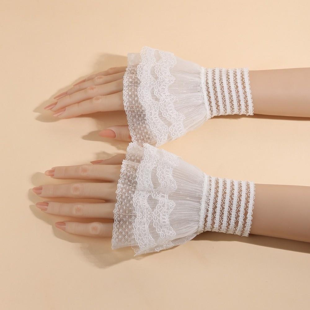Elastic Lace Cuffs Sun Protection Lace Ruffled Wrist Fashion Fake Sleeves  for Stage Performance
