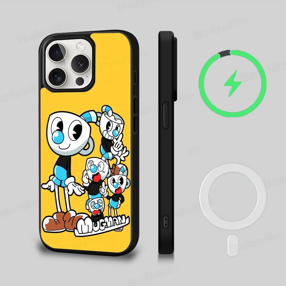 Cute Cuphead Magnetic Matte Phone Case For IPhone 16 17 15 14 13 12 11 For Magsafe Wireless Charge Cover