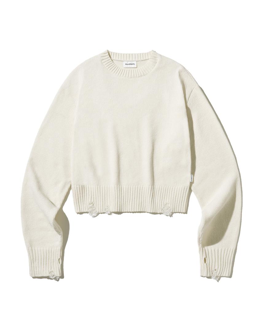 FILLUMINATE (W) Damaged Velvet Crop Knit - Ivory