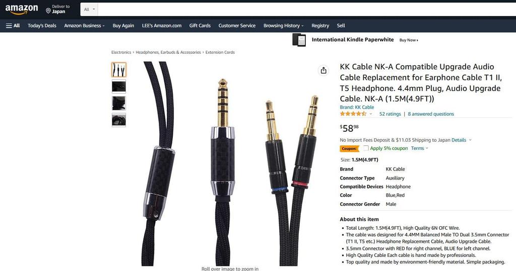 KK CABLE HIFI Balanced Male to 2 x Version Upgrade Cable Replacement Compatible with Hifiman Arya HE Monoprice Beyerdynamic NK-A 4.4mm 3.5mm Cable,
