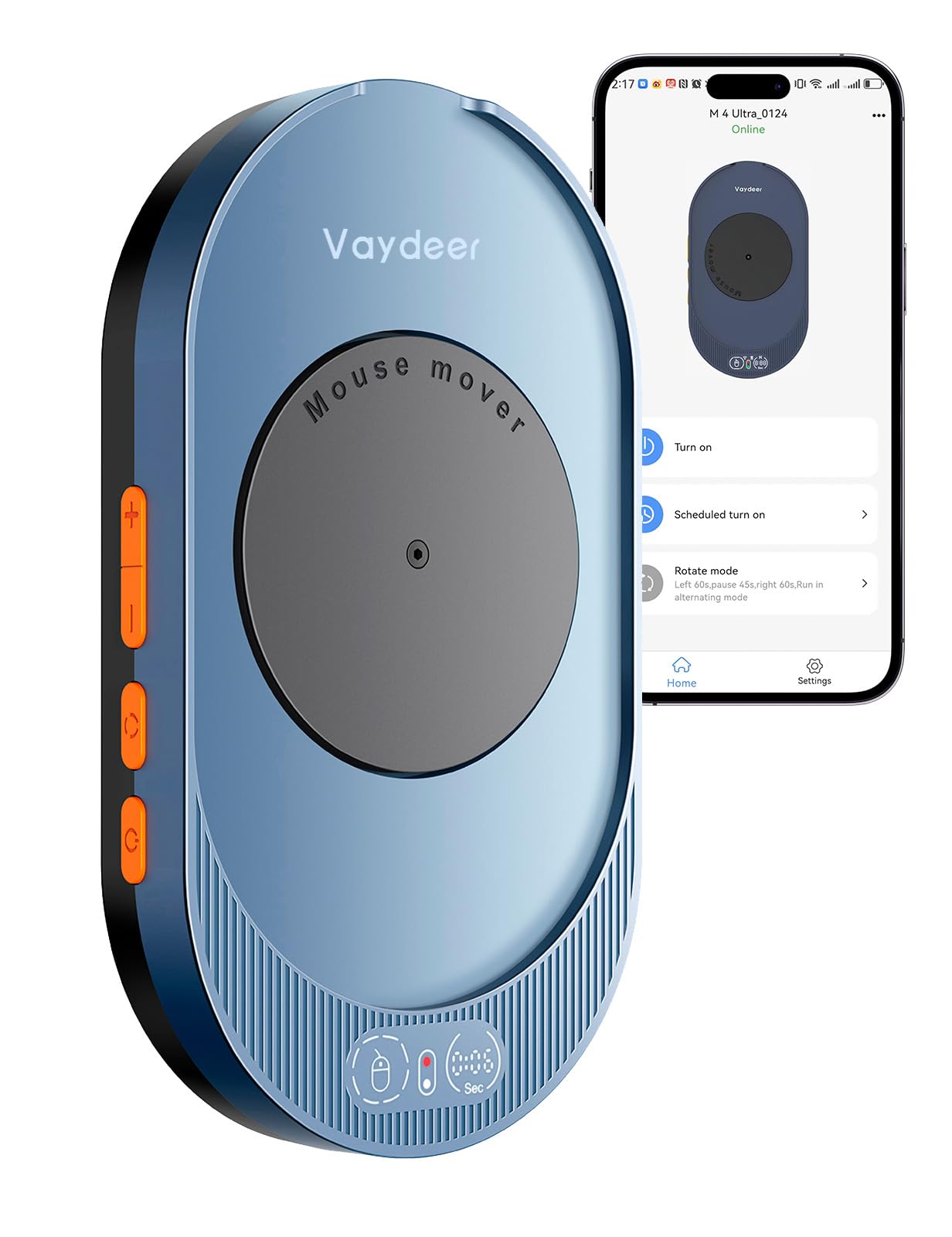 

VAYDEER App-Enabled Mouse Jiggler, Undetectable Mouse Mover with Remote Control and Timer, Automatic Physical Movement for Keeping Your PCLaptop