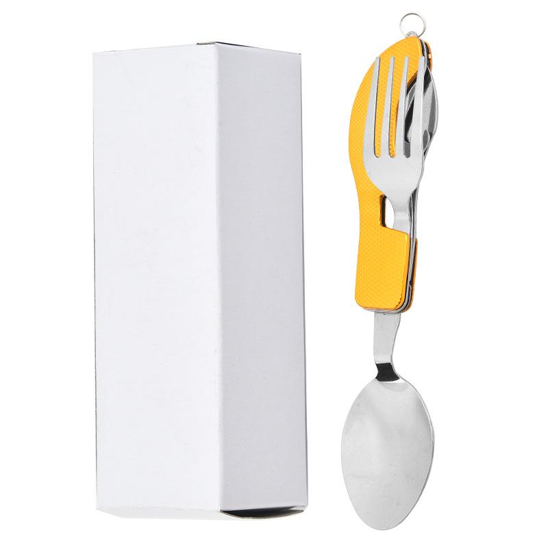 

Складная открывалка для столовых приборов 4-в-1, складной карманный набор столовых приборов из нержавеющей стали, набор столовых приборов для улицы 1pcs