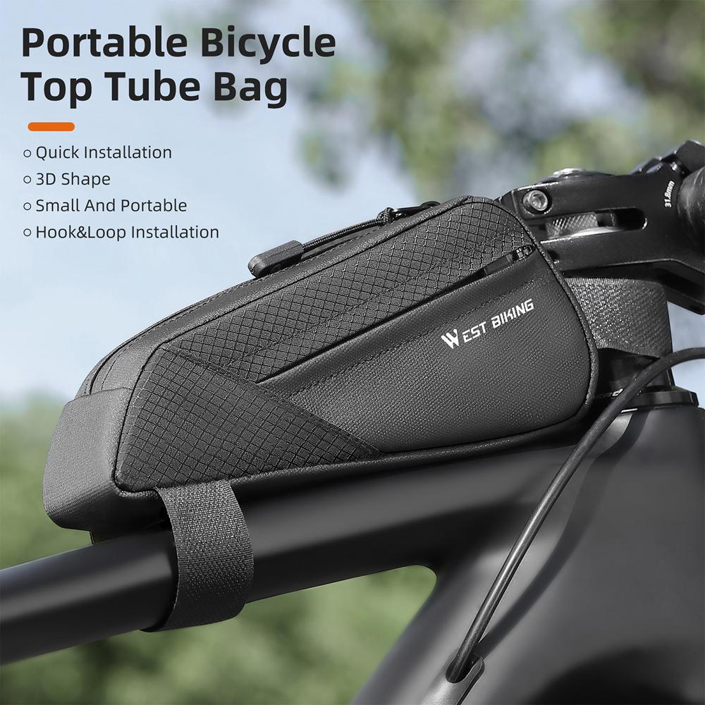 Borsa Da Telaio Per Bicicletta Impermeabile - Triangolare, 0.5L, Sottile, Per MTB, Bici Da Strada, E-bike, Con Cerniera E Velcro, Nera