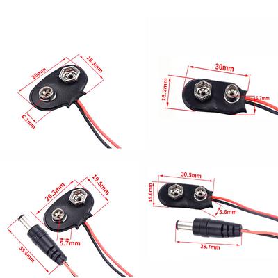 9V Battery Clip Connector I/T Type 9 Volt Battery Buckle Snaps Housing Lead Wires 5.5x2.1mm DC Male Plug For Arduino DIY