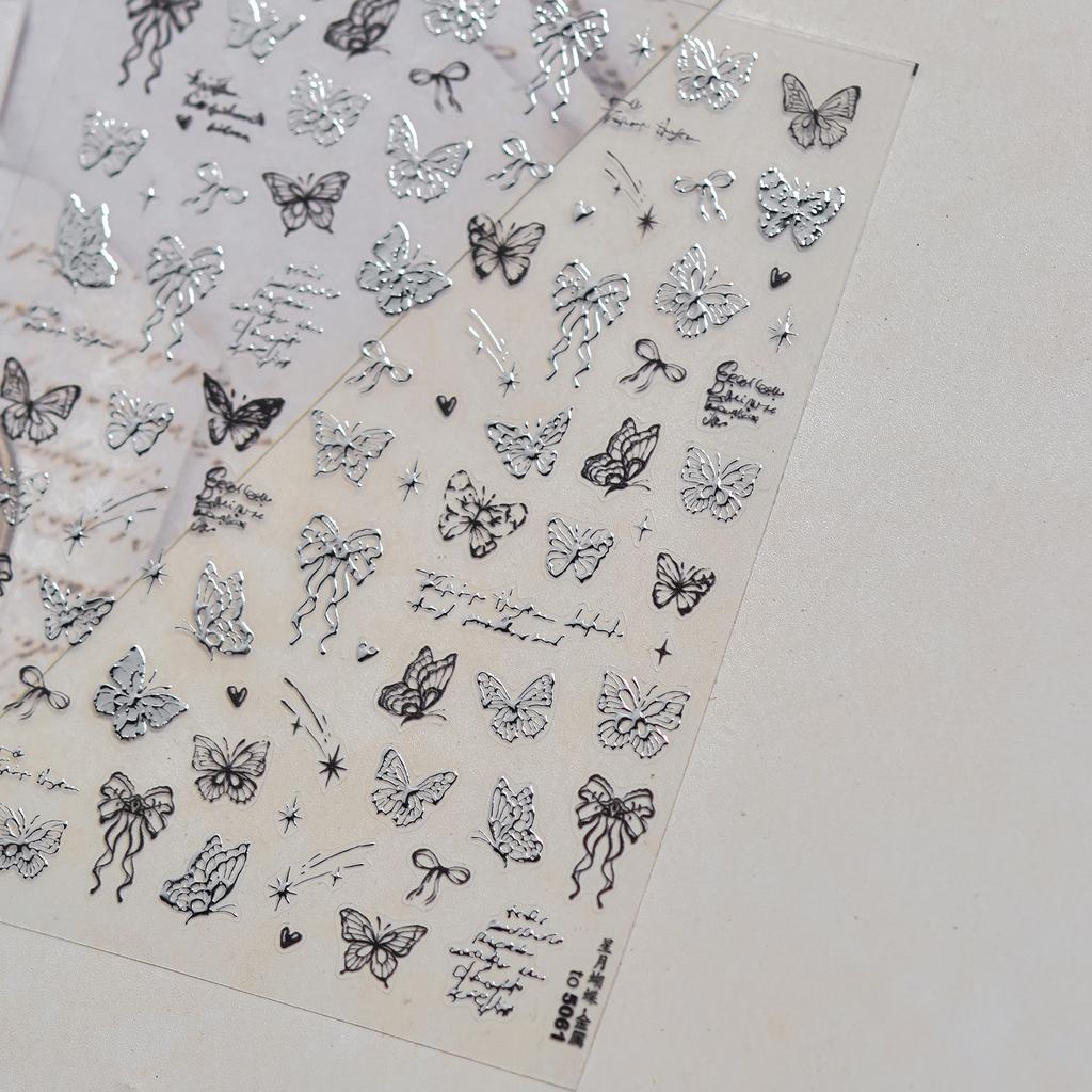Luxury Black French Curve 5D Nail Art Sticker Asymmetric Artistic Lines Broken Pattern Fragments Self Adhesive Manicure Decal