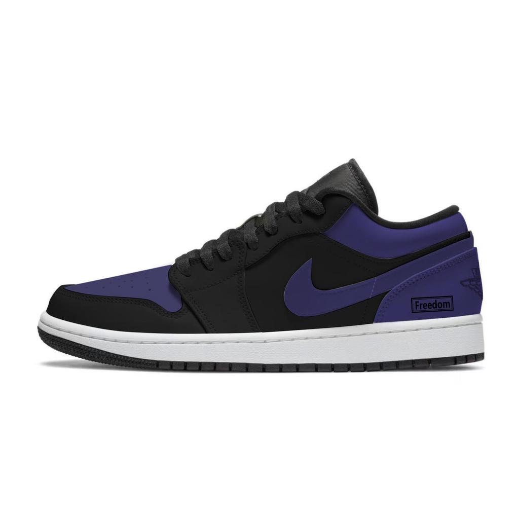 Jordan Air Jordan 1 Gift Box Abrasion Resistant Low top Vintage Basketball Shoes Unisex Black Purple 553558-165(Team701-F-B)