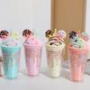 450ml Cute Straw Cup,Ice Cream Lids for Stanley Tumbler,Reusable Plastic Cups,Summer Drinkware Cold Brew,Girl Water Bottle Gift