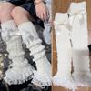 New Japanese Women Knitted Leg Warmer Sweet Bow Tiered Ruffled Socks Girl Lace Lolita Socks Calf  Lace Leggings Warmers Women
