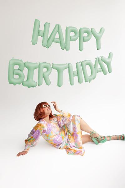 Balon Foliowy Happy Birthday, 340X35Cm, Zieleń