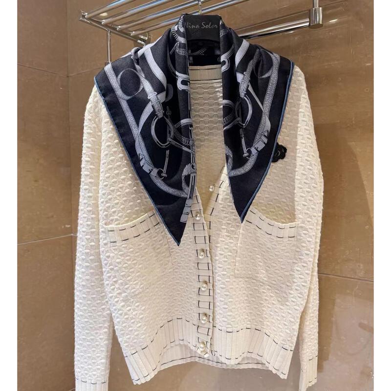 NINA SOLOR Equestrian Floral Silk Wool Square Scarf