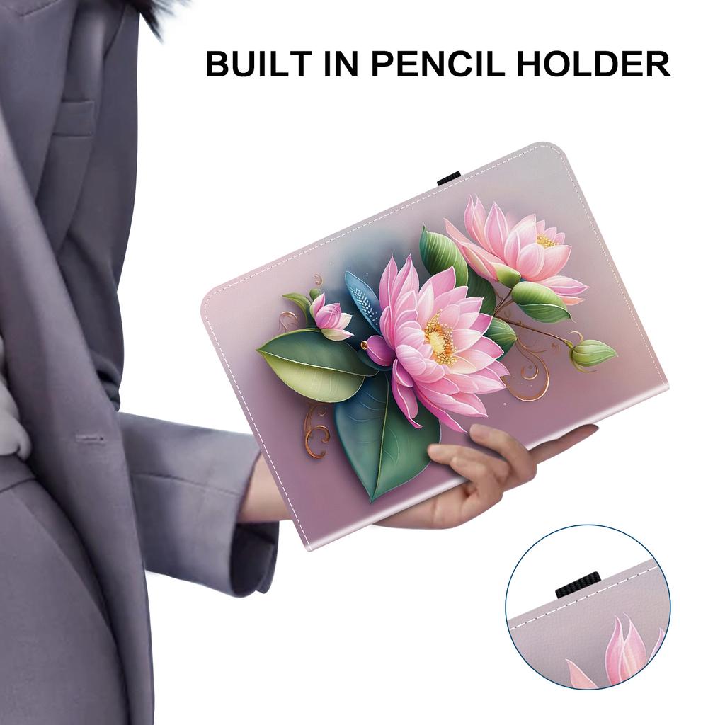 Lenovo Tab M10 Plus için (3. Nesil) Deri Kılıf Desenli Baskılı Stand Tablet Kılıfı Kart Yuvalı