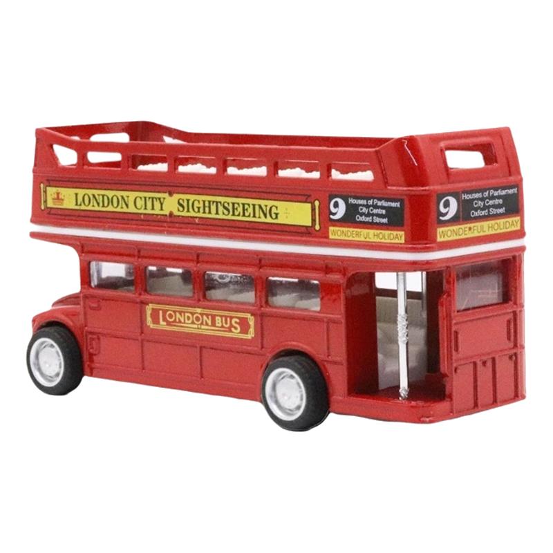 1Pcs Metal Pull Back Simulation Car Toy 1:64 Vintage British Europe Double Bus Diecast Alloy Car Model Antique Kids Toys