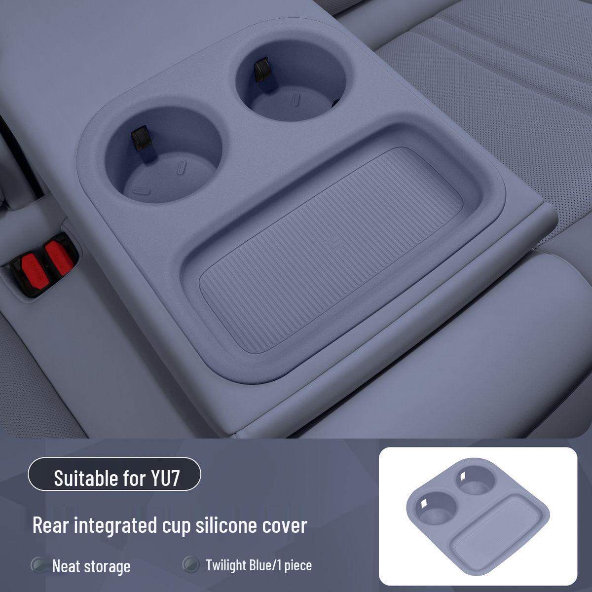 Rear Drain Cup Holder Anti-slip Mat for Xiaomi YU7 - Interior Protection & Storage Accessory Iris Purple