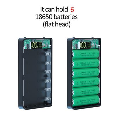 6X18650 Akku-Ladegerät Box Powerbank Hülle 18650 Akku Ladebox für Handy-Ladung, Standardladung Schwarz
