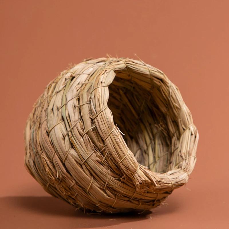 Birds Nest Bird Cage Natural Reed Grass Spherical Hummingbird Nest Outdoor Decorative Weaved Hanging Bird Nest Hous Proficient