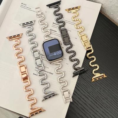 Stainless Steel Women Silm Band for Apple Watch Series 10 42mm 46mm 9 8 7 41mm 45 Ultra 2 49mm Bracelet for iWatch 6 Se 40mm 44