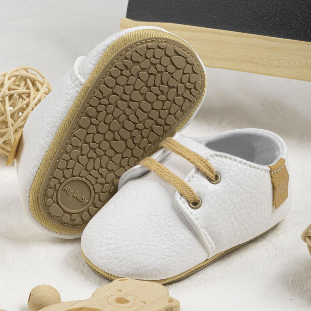 Neugeborene Babyschuhe Mode Lässig Kleinkind Jungen PU-Leder Rutschfest Faltbare Gummisohle Kleinkind Erste Laufschuhe