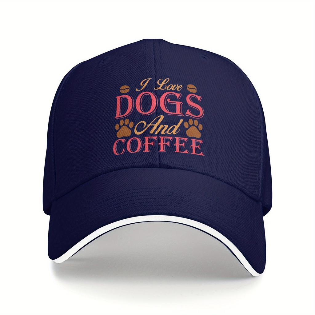 I Love Dogs and Coffee Baseball Cap Polyester Casual Adjustable Sun Hat Adult Summer Outdoor Cap