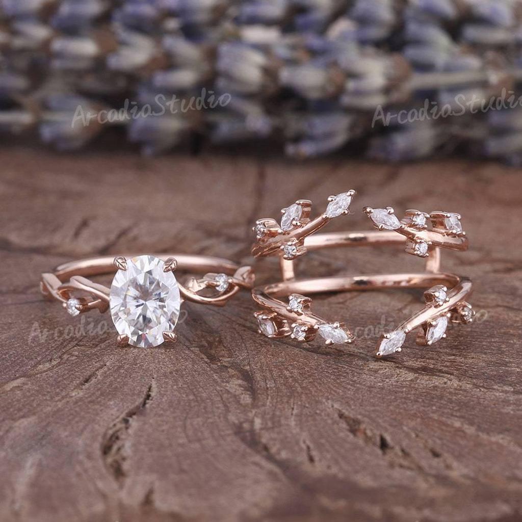 Rose Gold Diamond Princess Stackable Ring Set - European & American Fashion Women's Engagement & Proposal Ring