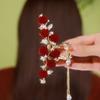 Pearl Tassel Rhinestone Hairpins Red Metal Hairgrip Elegant Rose Hair Claw Clips  Hair Accessories