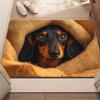 Peeking Dachshund Doormat Realistic Sausage Dog Burlap Wrap Print Pet Lover Anti Slip Front Door Rug