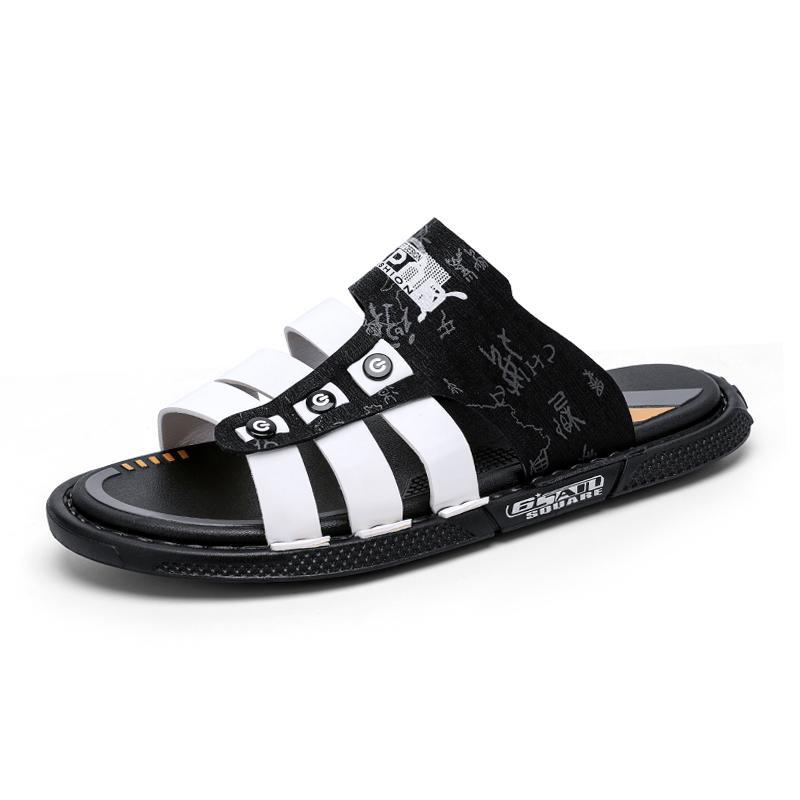 

Лето 2025 новые тапочки мужские модные мужские повседневные спортивные крутые тапочки для улицы пляжные сандалии 44 чёрный