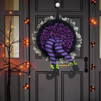 Halloween Witch Hat Leg Door Wreath Halloween Wreath Door Hanging Terrifying Atmosphere Decoration Halloween Happy Party Decor