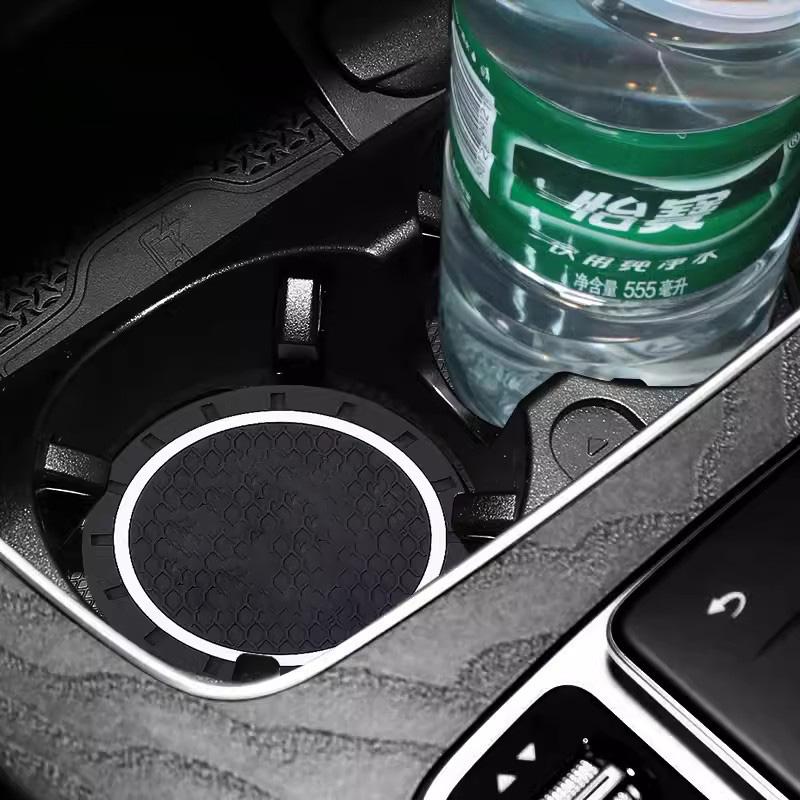2Pcs Car Logo Water Cup Slot Anti Slip Mat Coaster For BMW MINI Cooper R53 R52 R50 One JCW Clubman Countryman WORKS Accessories