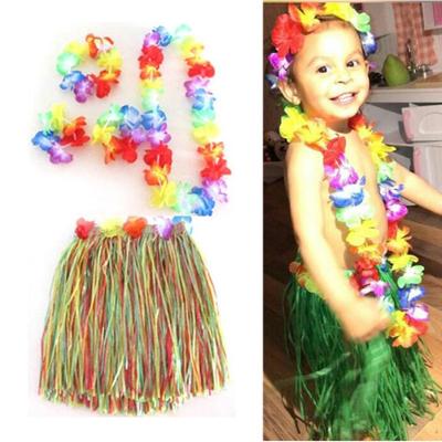 Kinder Hawaiian Gras Rock Haarband Armband Girlande Set Leistung Dekore