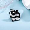 Creative Black Cat Keyboard Brooch: Cartoon Cat Playing Music with Wagging Tail