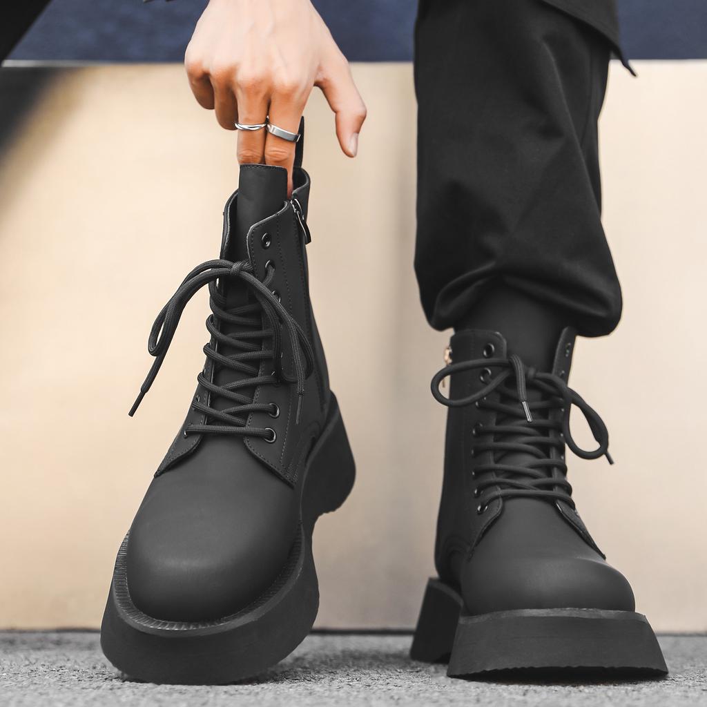 2024 men's new Martin boots high-top lace-up thick-soled heightening British versatile tooling boots men 22310-J