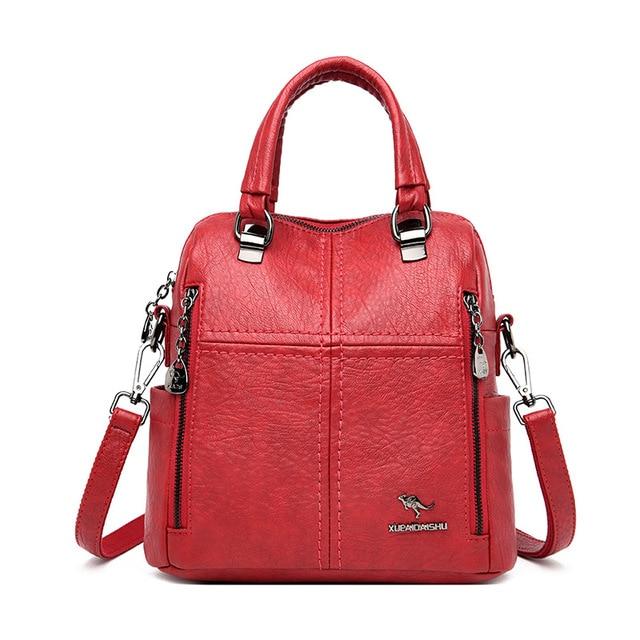 New High Quality Leather Backpack Women Shoulder Bags Multifunction Travel Backpack School Bags for Girls