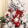 1pc Festive Christmas Stocking with Plaid Trim Cartoon Gnome Design, Perfect for Tree Fireplace Decorations
