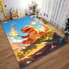 Orange Cartoon Dino with Flames Design Carpet for Kids Room Decor Suitable for use as an anti-slip for living room bedroom sofas