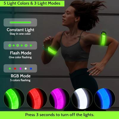 LED-Nachtlicht USB-Ladearmband Tragbar Lauf-Armband Leuchtendes Armband zum Laufen, Gehen, Radfahren Sicherheitswarnleuchten