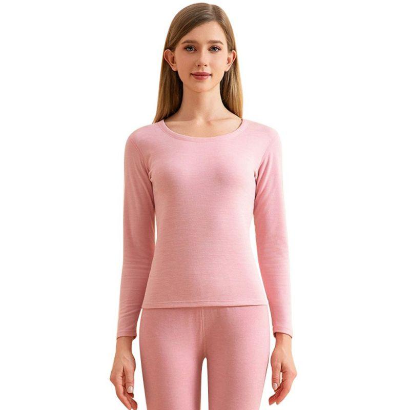 

Women s Solid-Color Thermal Underwear Set Long Sleeve Top and Pants 3XL