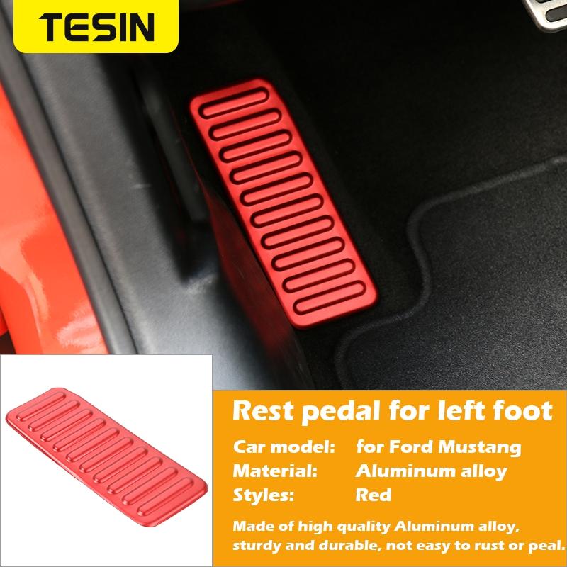 TESIN Aluminum Alloy Car Left Foot Step Pedal Foot Rest Pedal Cover Anti Slip Accessories for Ford Mustang 2015 + Car