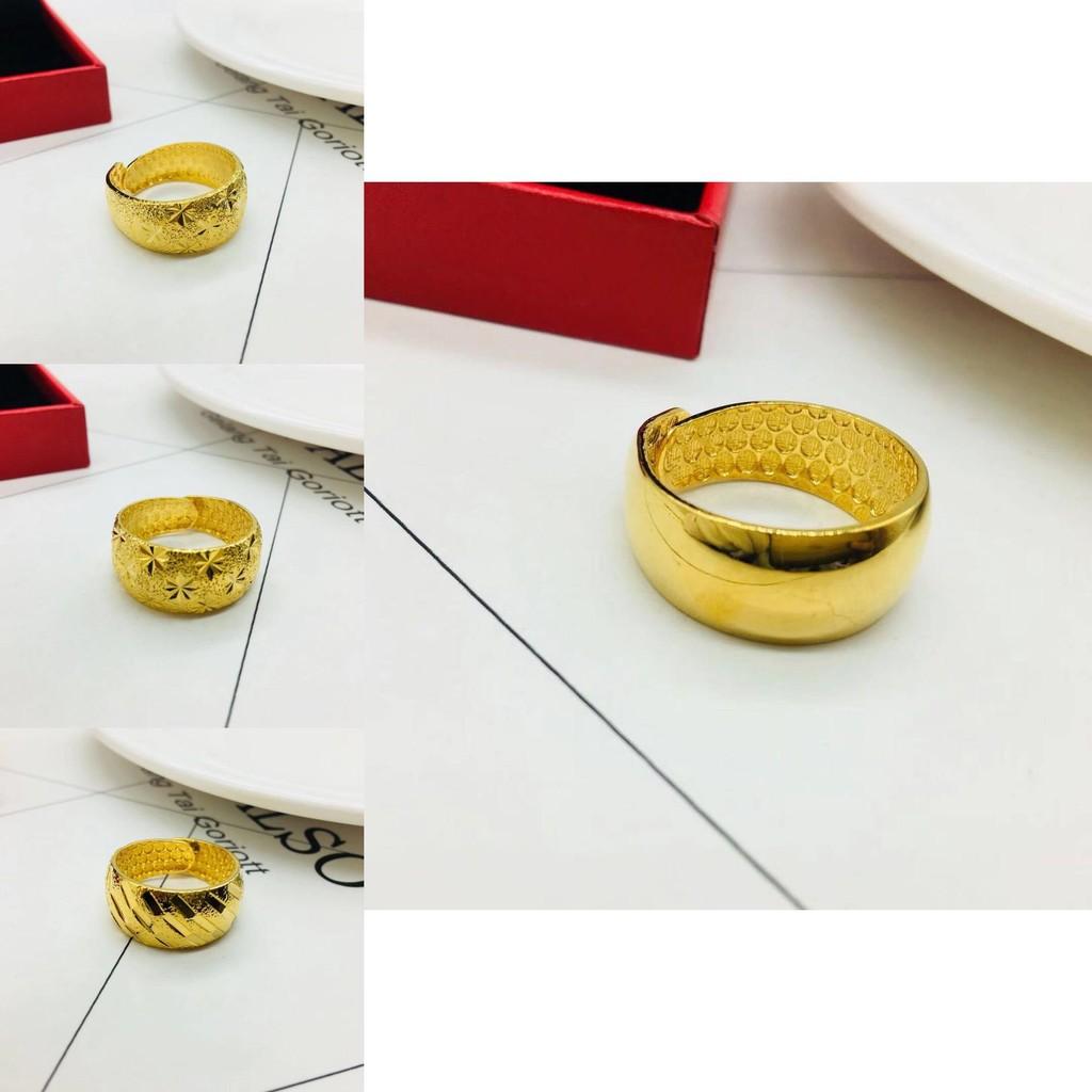 Trendy Gold Plated Brass Ring For Couples Featuring Sleek Glossy And Textured Finishes