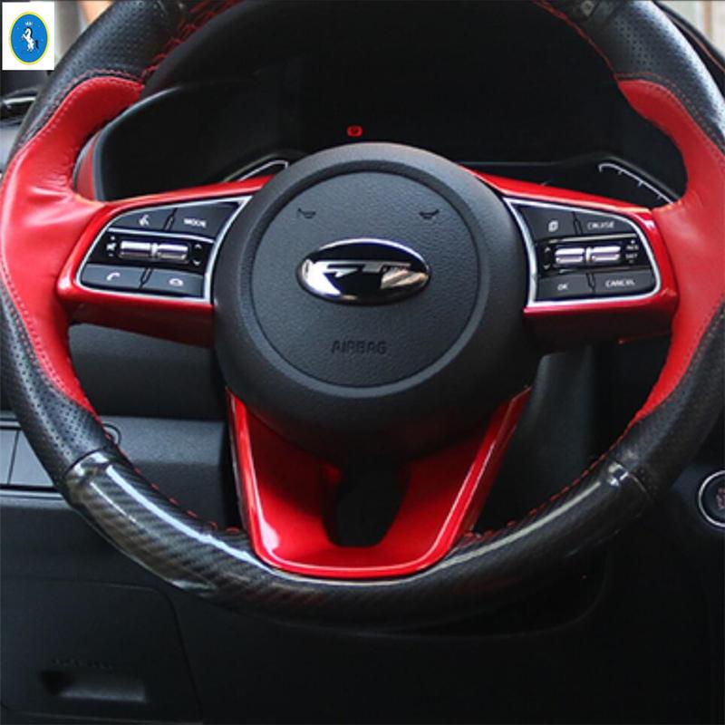 Red Car Gear Shift Head Knob Steering Wheel Decor Frame ABS Accessories Cover Trim For Kia Cerato Forte K3 / Seltos -