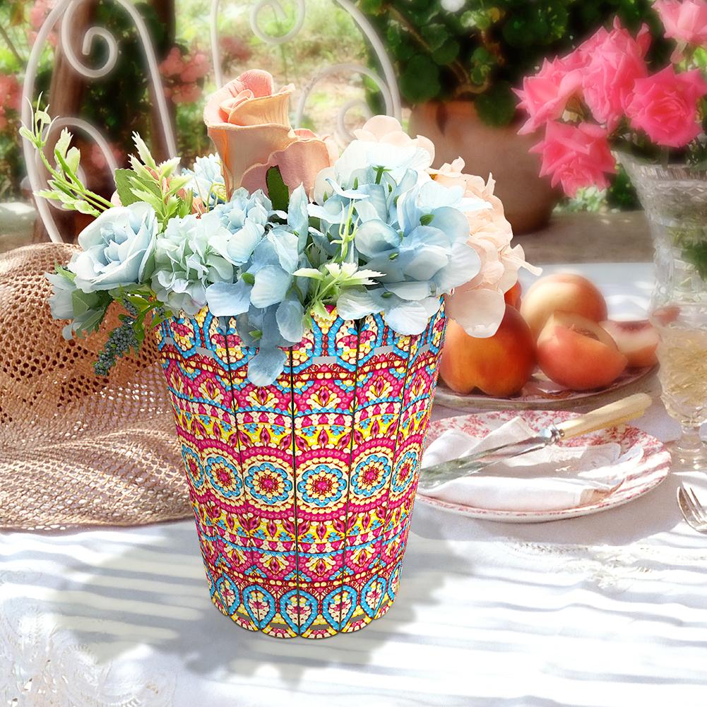 Rhinestones Desktop Ornaments 5D DIY Diamond Art Tabletop Decors Desktop Diamond Art Flower Arrangement Vase for Adults Beginner