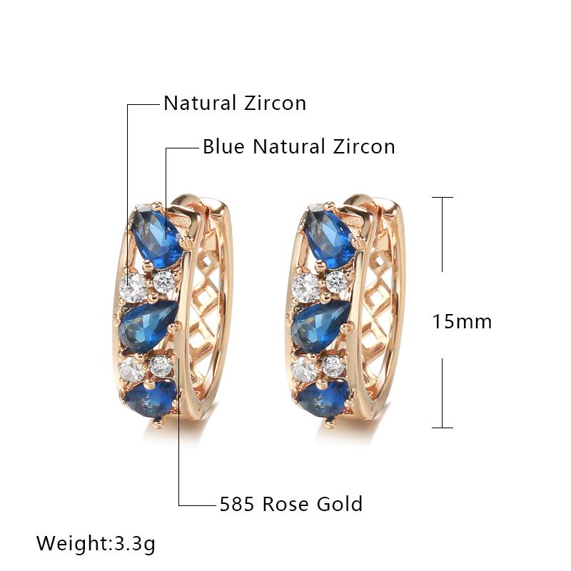 Luxuriöse Tropfen Blau Natürlicher Zirkon Ohrringe Für Frauen Mode Roségold Farbe Ohrring Feiner Alltagsschmuck Weihnachtsgeschenke