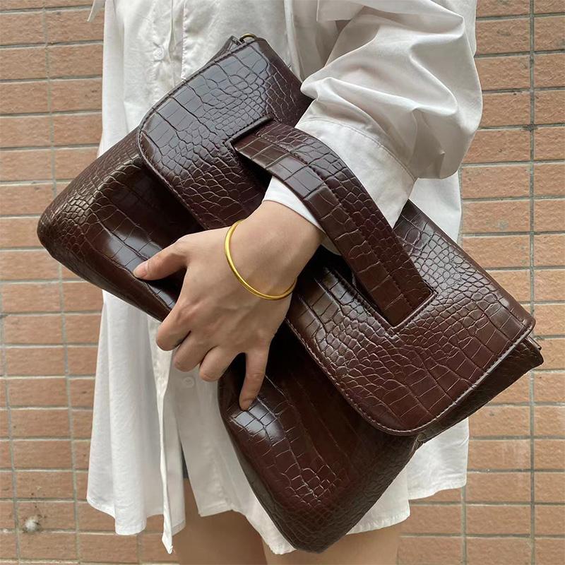 Fashion  Storage Bag Document Bagluxury Crocodile Pattern Women's Briefcase,large Capacity Solid,ladies Simple Clutch Bag