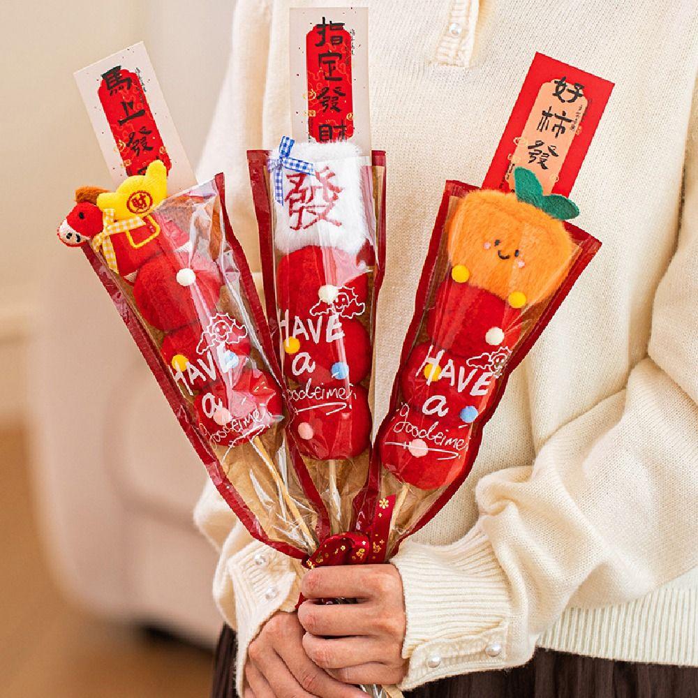 Creative Tanghulu Stuffed Toy Funny Cartoon Plush Toys Ice Candy Gourd Bouquets  Spring Festival