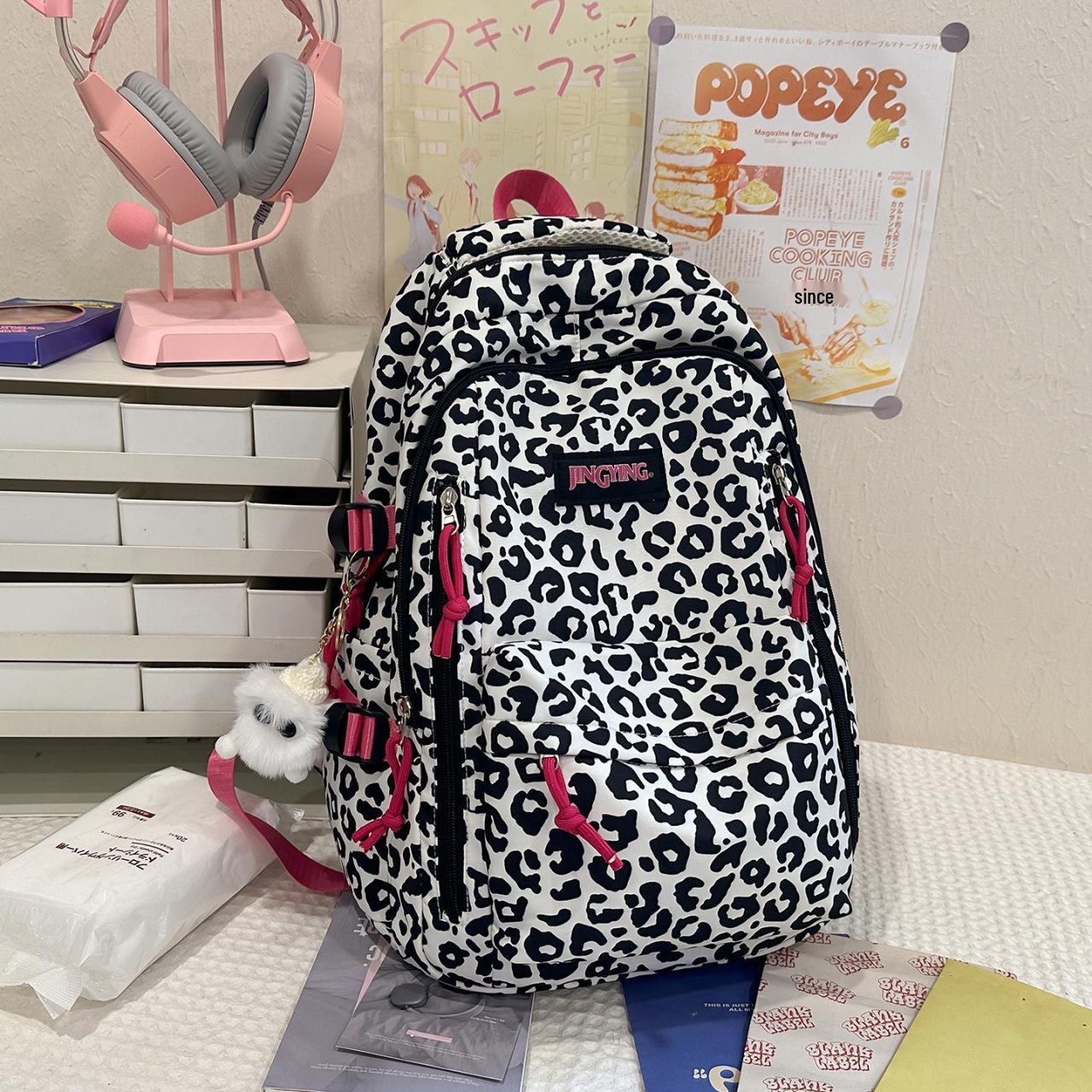 

Рюкзак з леопардовим принтом у корейському стилі - Велика місткість для студентів коледжу та старшокласників Backpack Only