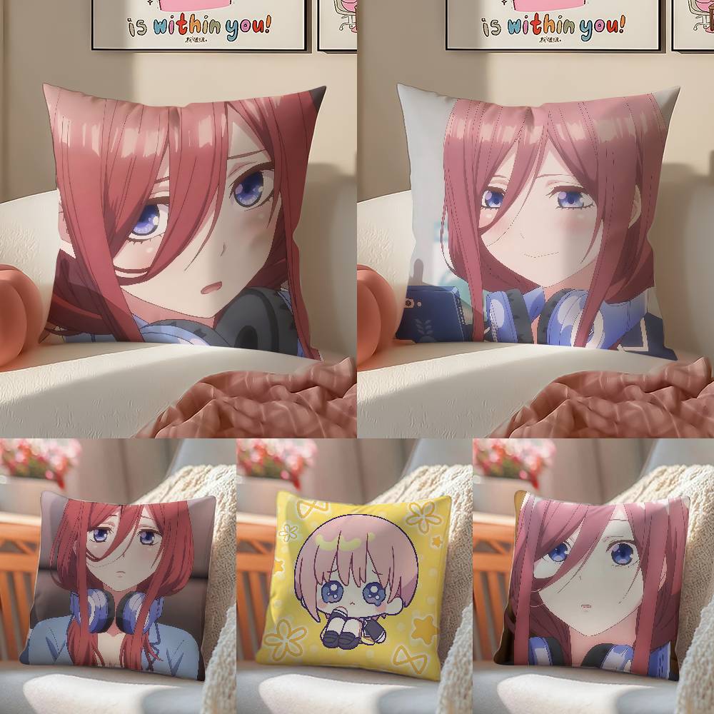 M-Miku Nakano Pillow Case Anti-dustmite Pillowcase Invisible zipper silky Sofa cushion cover