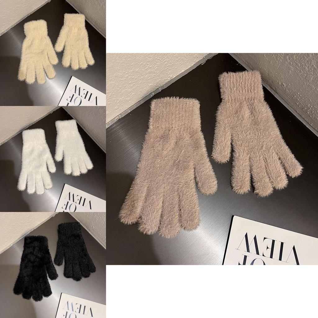 Simple Colorful Thermal Gloves With Faux Fur Lining For Winter Wear